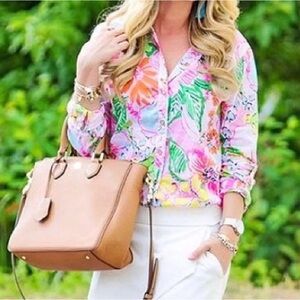 Lilly Pulitzer x Target Womens Nosey Posey Pink Floral Button Down Shirt